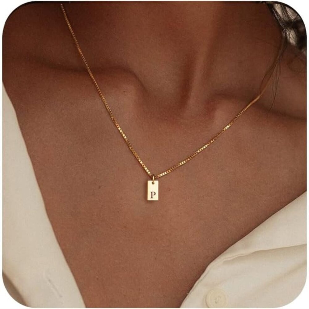 Stocking Stuffers Initial Necklaces for Women 14K Gold Plated Letter Necklace Da
